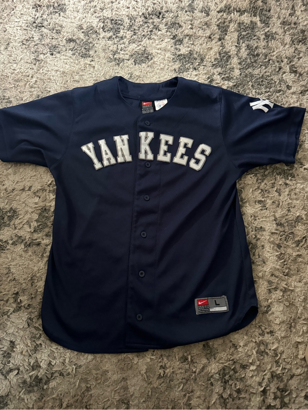 Nike Navy 'YANKEES' Button-Up Kids Jersey youth large